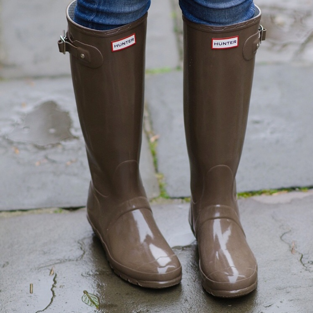 Chocolate brown high rain boots