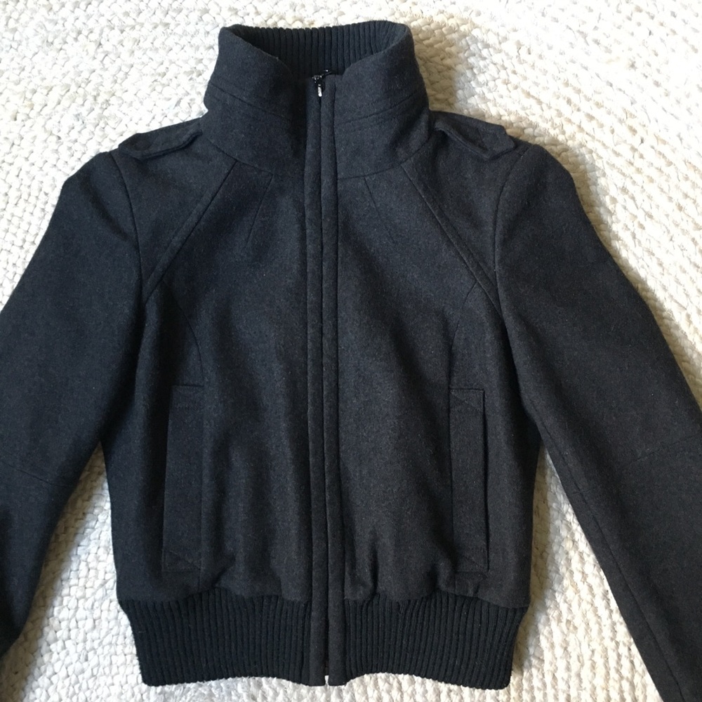 ZARA charcoal grey wool coat bomber jacket ❄️