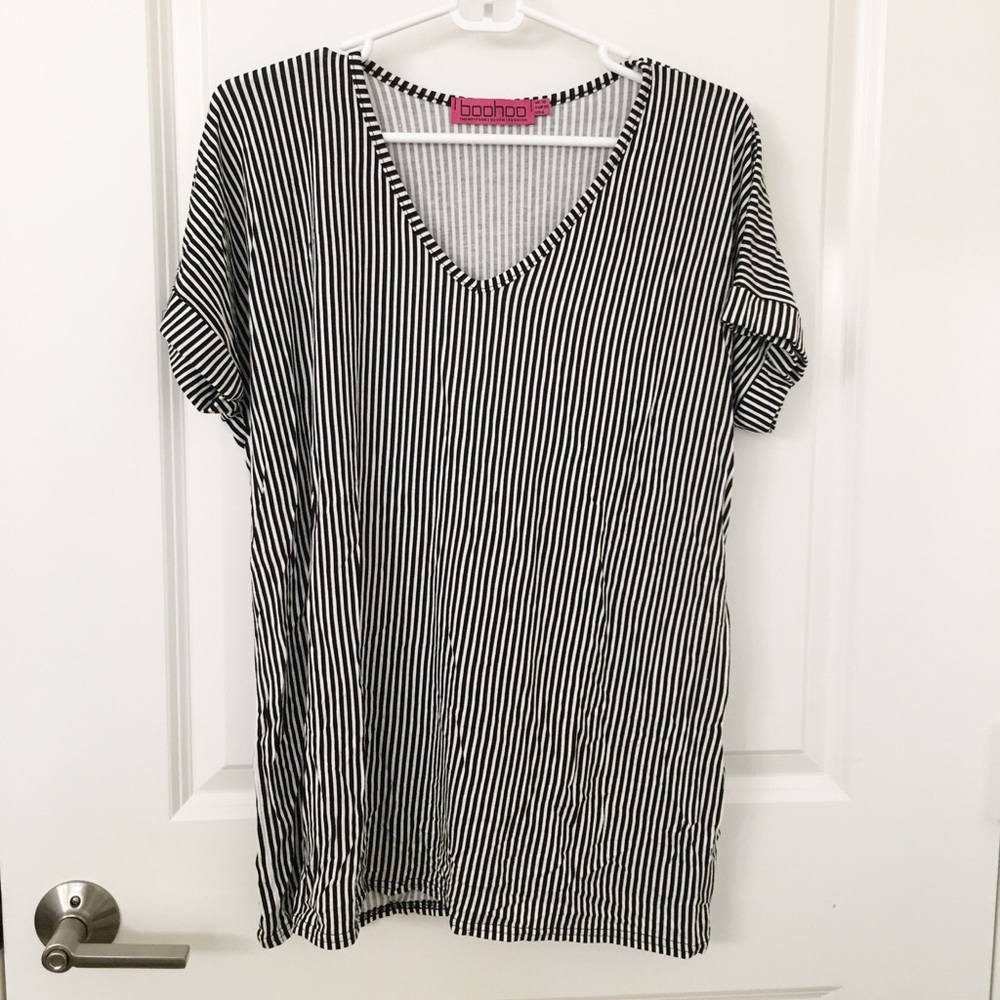 striped v-neck t-shirt