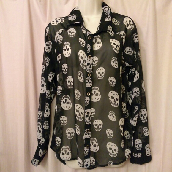 sheer skull blouse