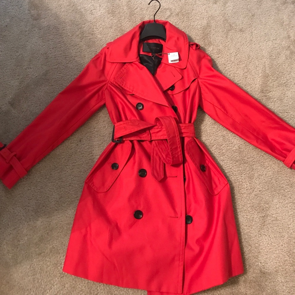Coach red trenchcoat size 4