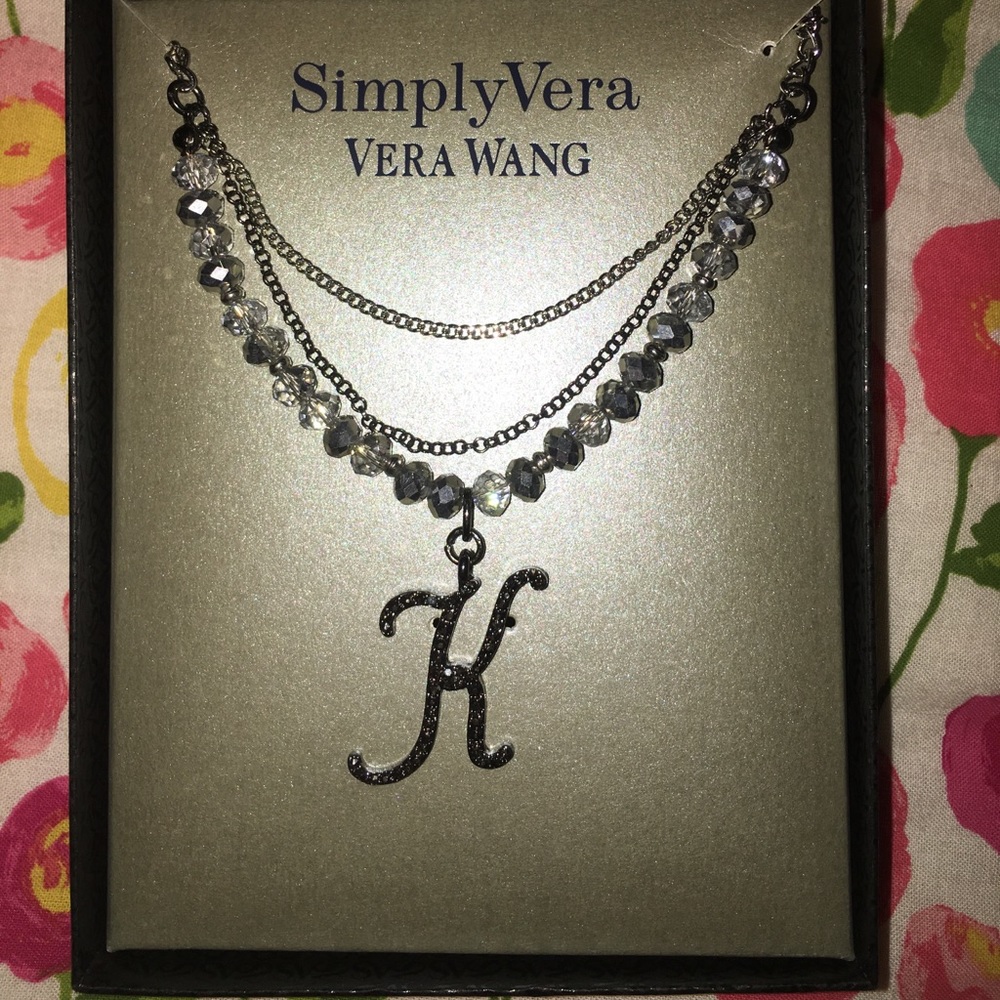 Vera Wang sterling silver K necklace