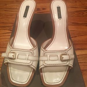 Louis Vuitton White Buckle leather slides