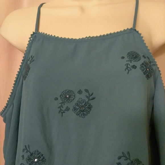 Xhilaration Dusty Blue Cold Shoulder Dress - Picture 4 of 5