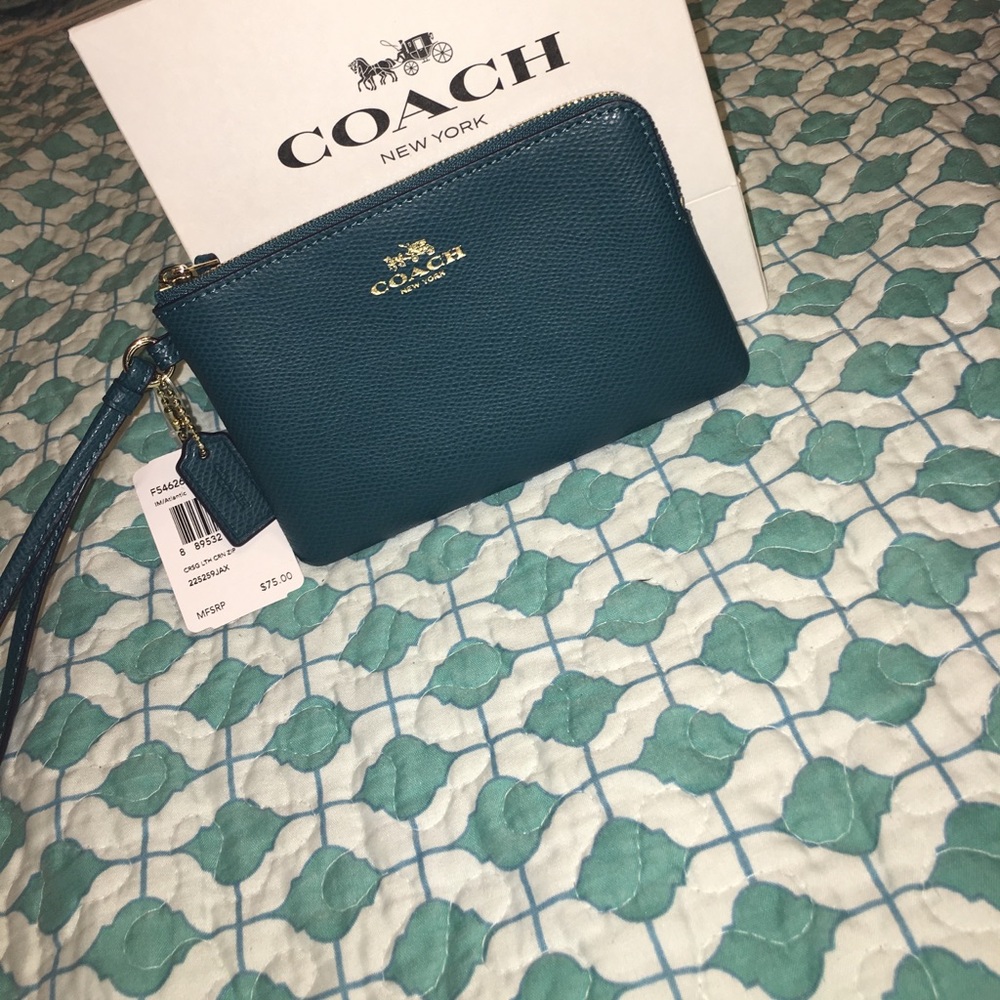 Brand new leather coach wristlet