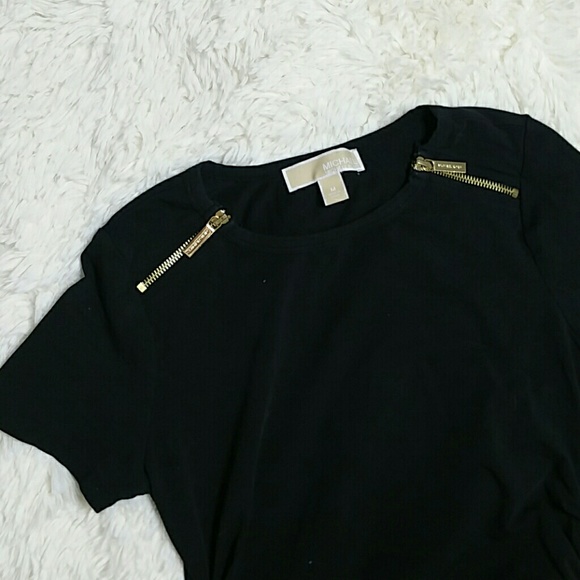 MICHAEL Michael Kors black side shirred top - Picture 1 of 7