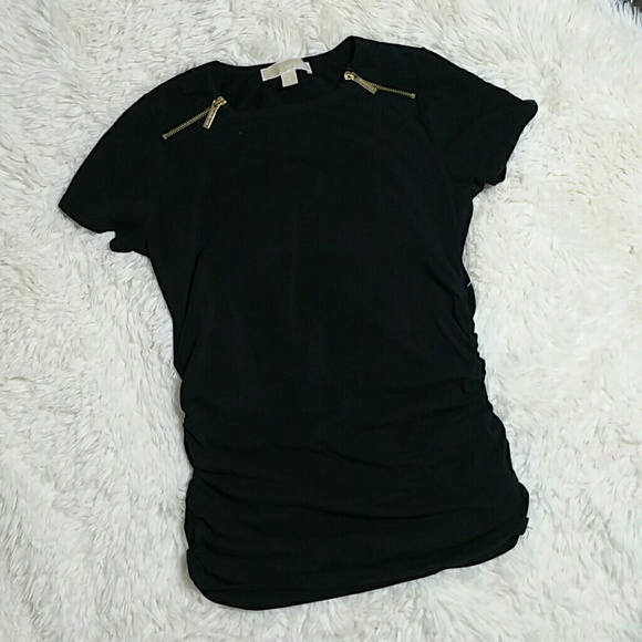 MICHAEL Michael Kors black side shirred top - Picture 2 of 7