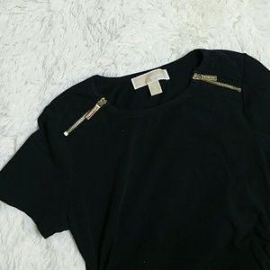 MICHAEL Michael Kors black side shirred top