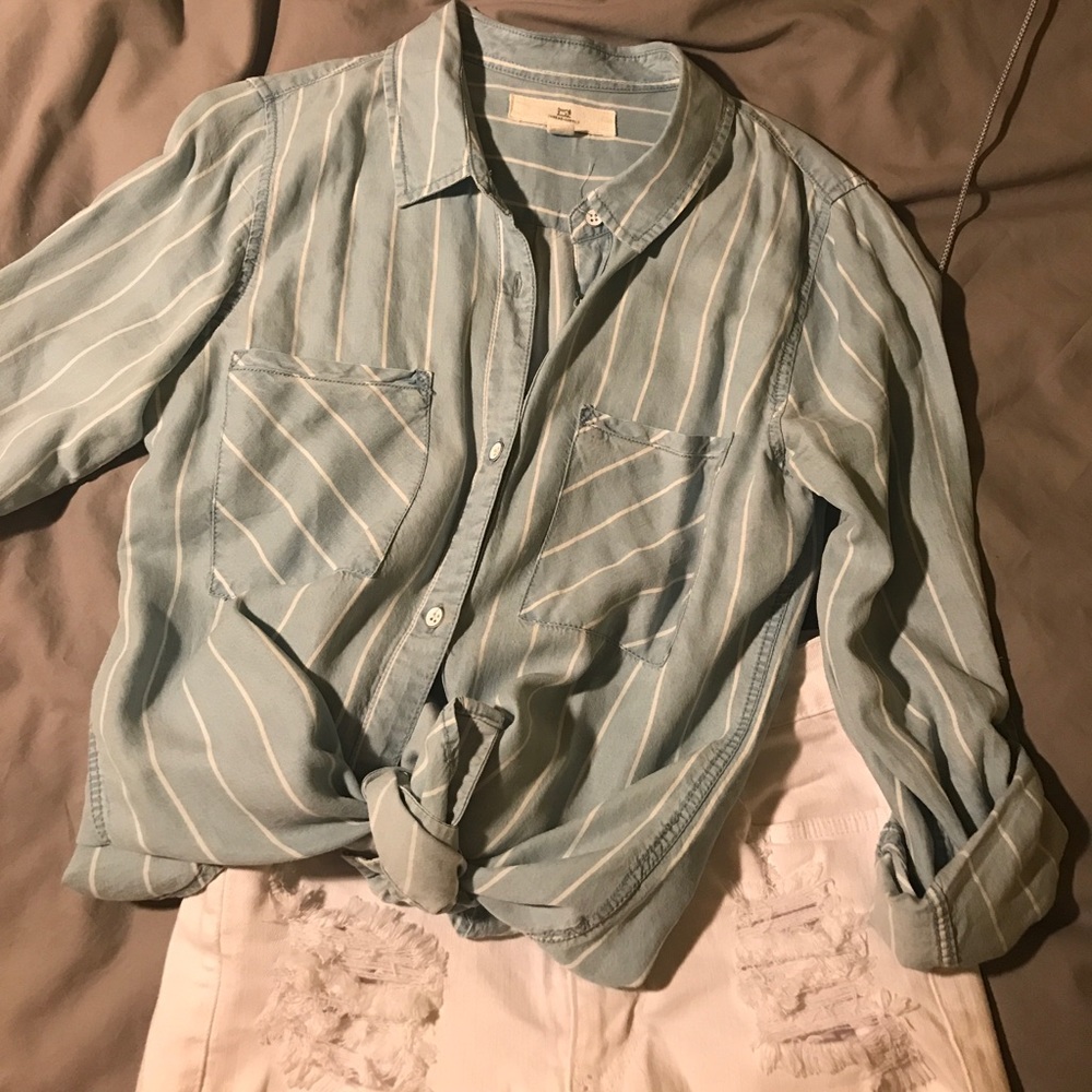 Striped button down top