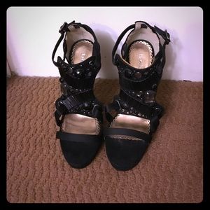 Black beaded Bebe size 8 high heels