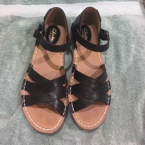 Clarks Black Tustin Sahara Ankle Strap Sandal