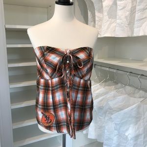 Harley plaid top with snap front