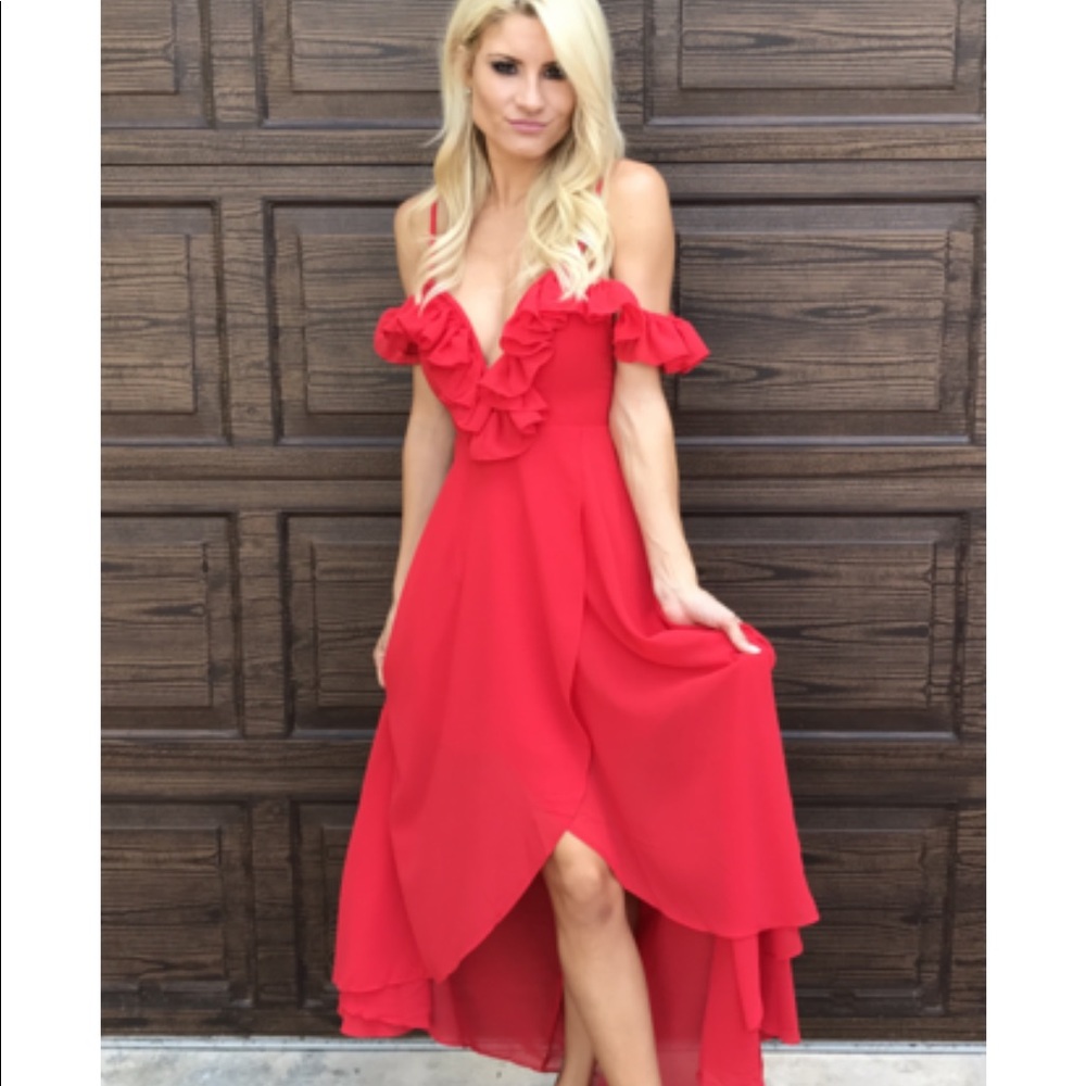 BEAUTIFUL Red Ruffle High-Low Dress - Sz M