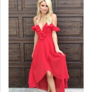 BEAUTIFUL Red Ruffle High-Low Dress - Sz M