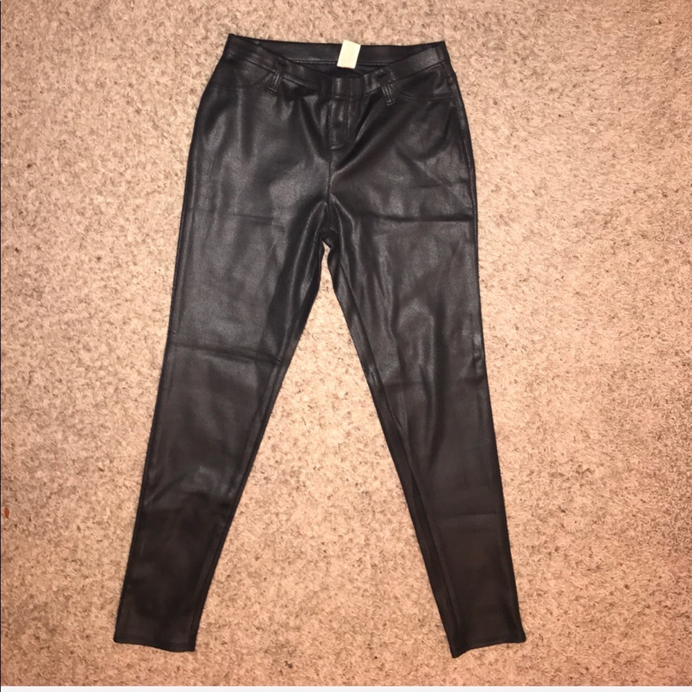 Black faux “leather” pants