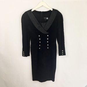 Black leather & suede LS dress Michael Hoban