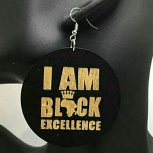 I Am Black Excellence Wooden Earrings