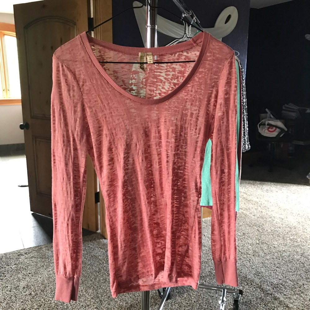 Rose colored burnout tee