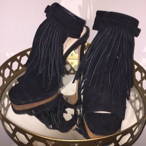 Black fringe stiletto