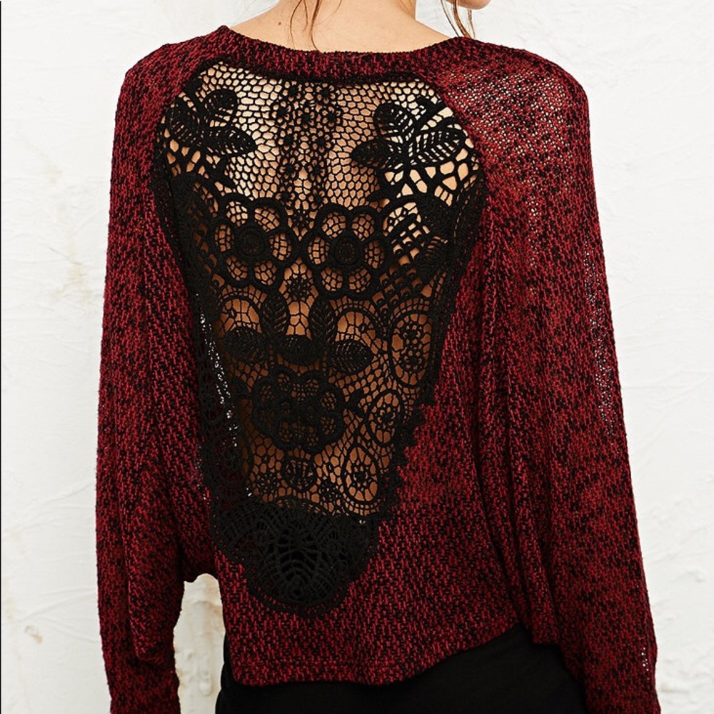 Staring at Stars Crochet Back Cropped Sweatshirt
