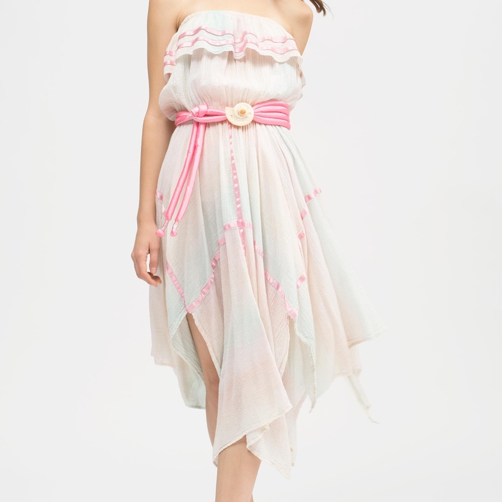 ISO Nadia Tarr Pink Pastel Rainbow Strapless Dress