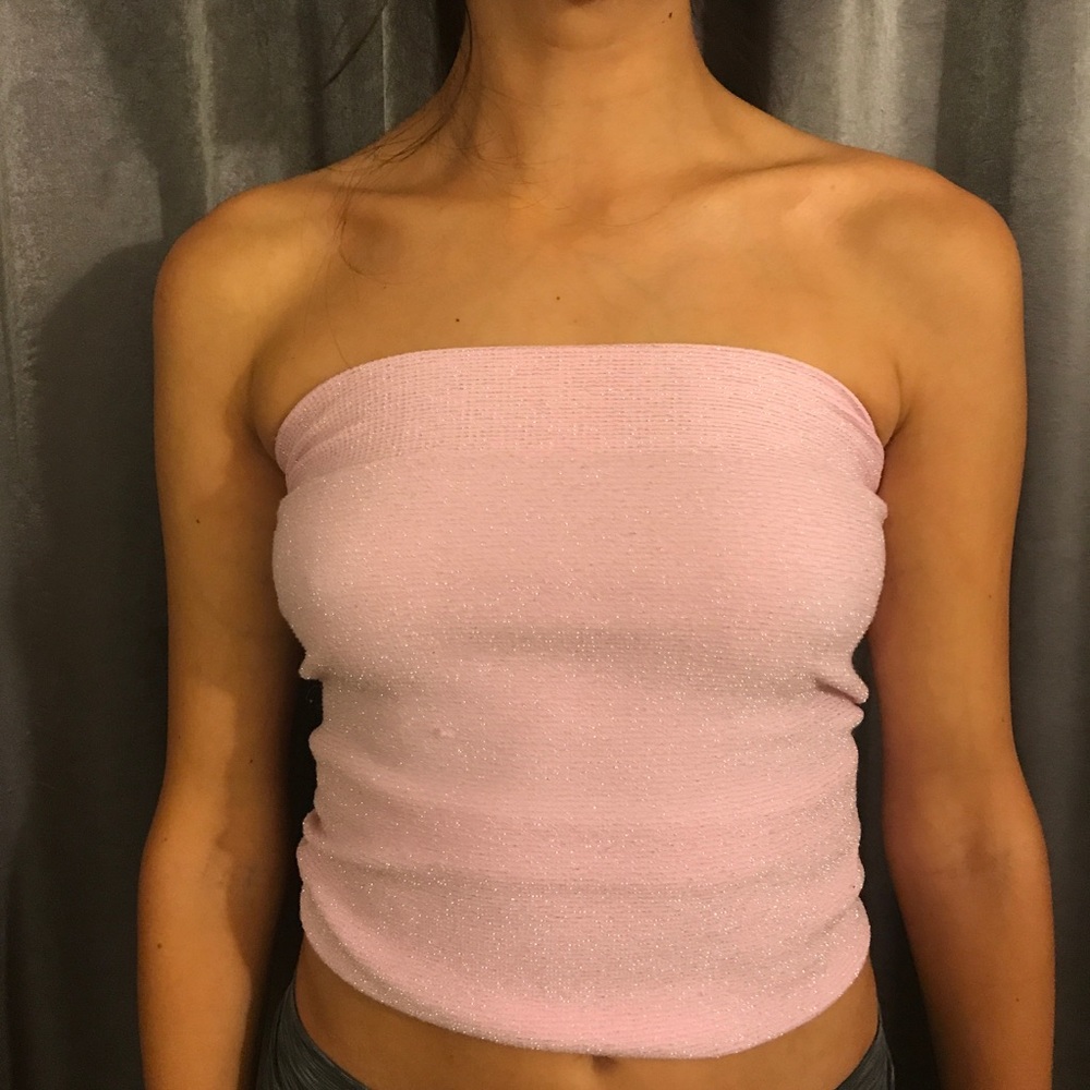 sparkly pink tube top