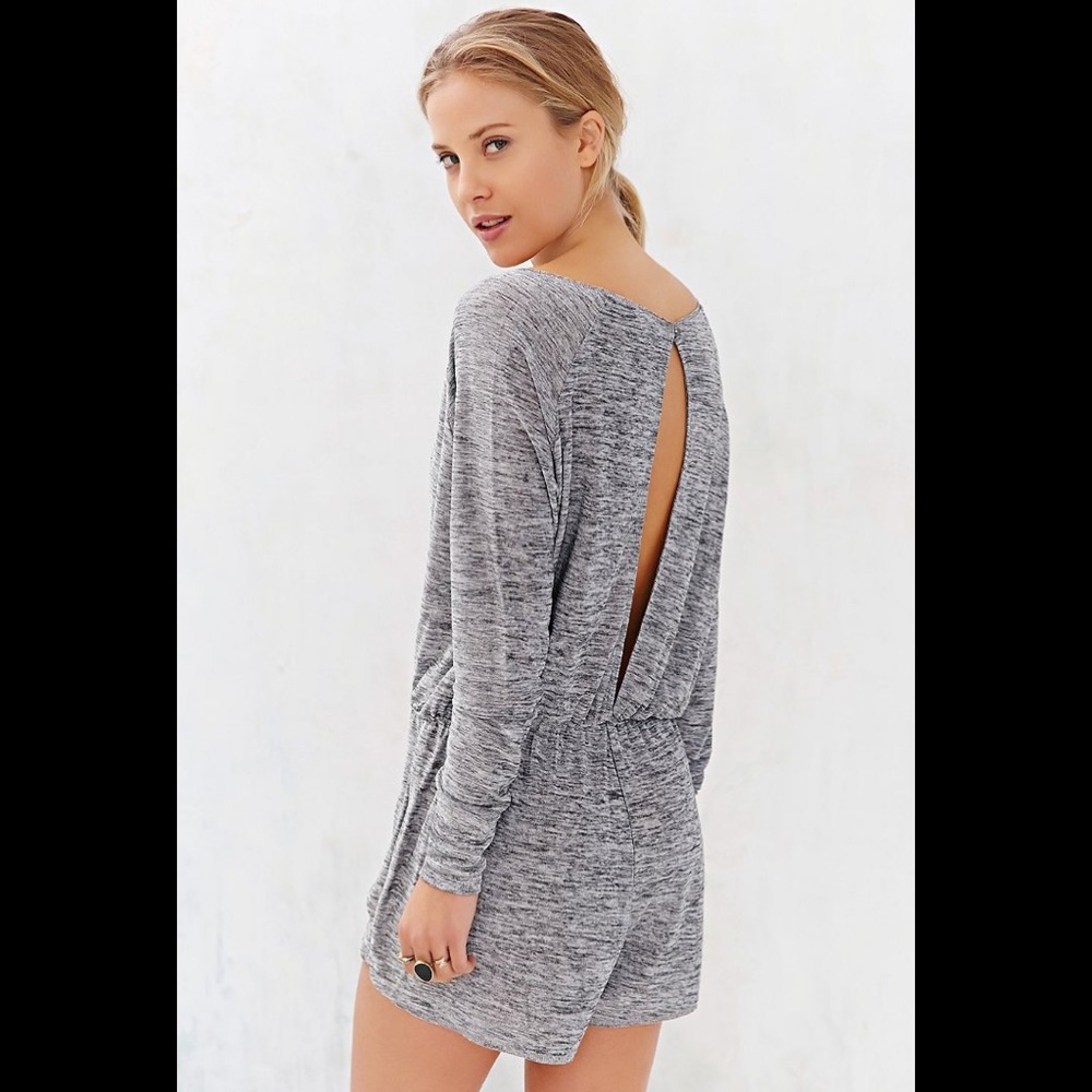 UO Pins and Needles Metallic Long Sleeve Romper