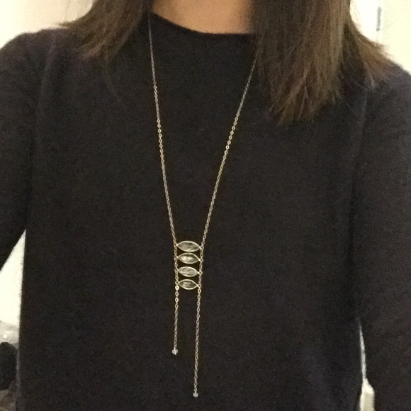 Aquamarine gemstone on gold-filled ladder necklace - Picture 2 of 2