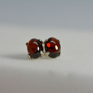 Garnet earrings stud - Sterling Silver Cabochons