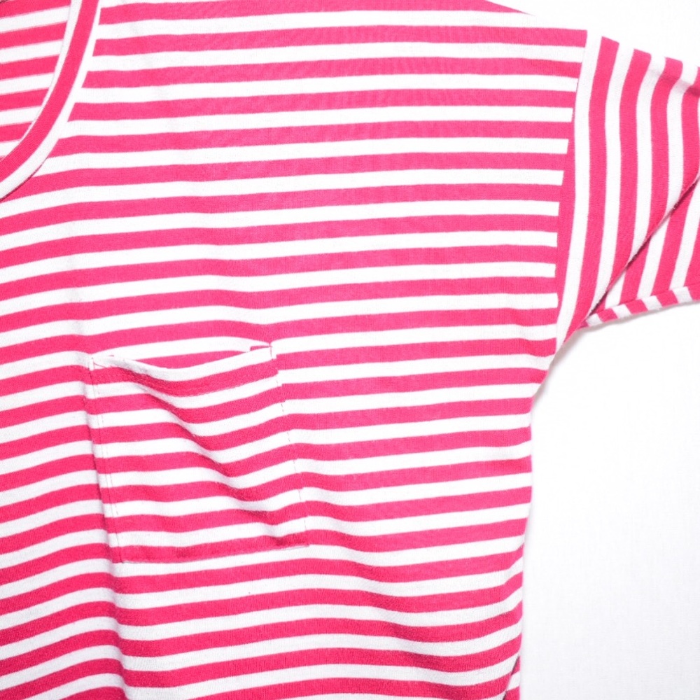 Red and white stripped t shirt top scoop neck