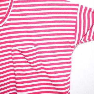 Red and white stripped t shirt top scoop neck