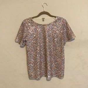 J crew cluster sequin tee