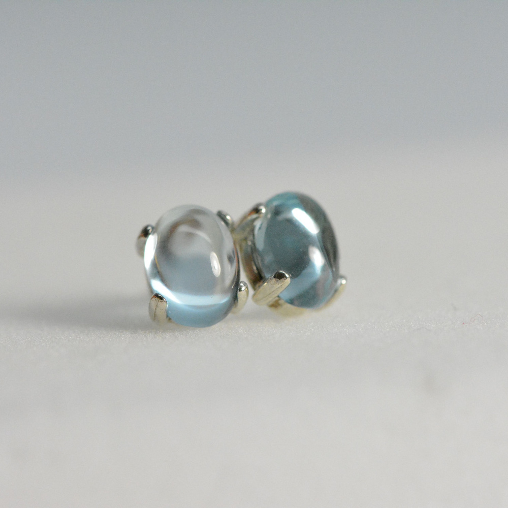 Topaz Earrings studs - Sterling Silver Cabochon