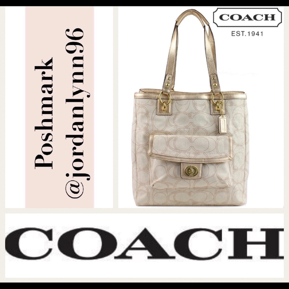 COACH NWOT Signature Gold Speckled Tote!