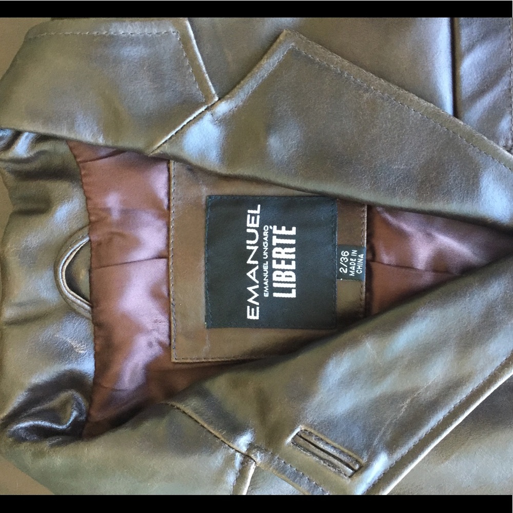 Women's leather coat.