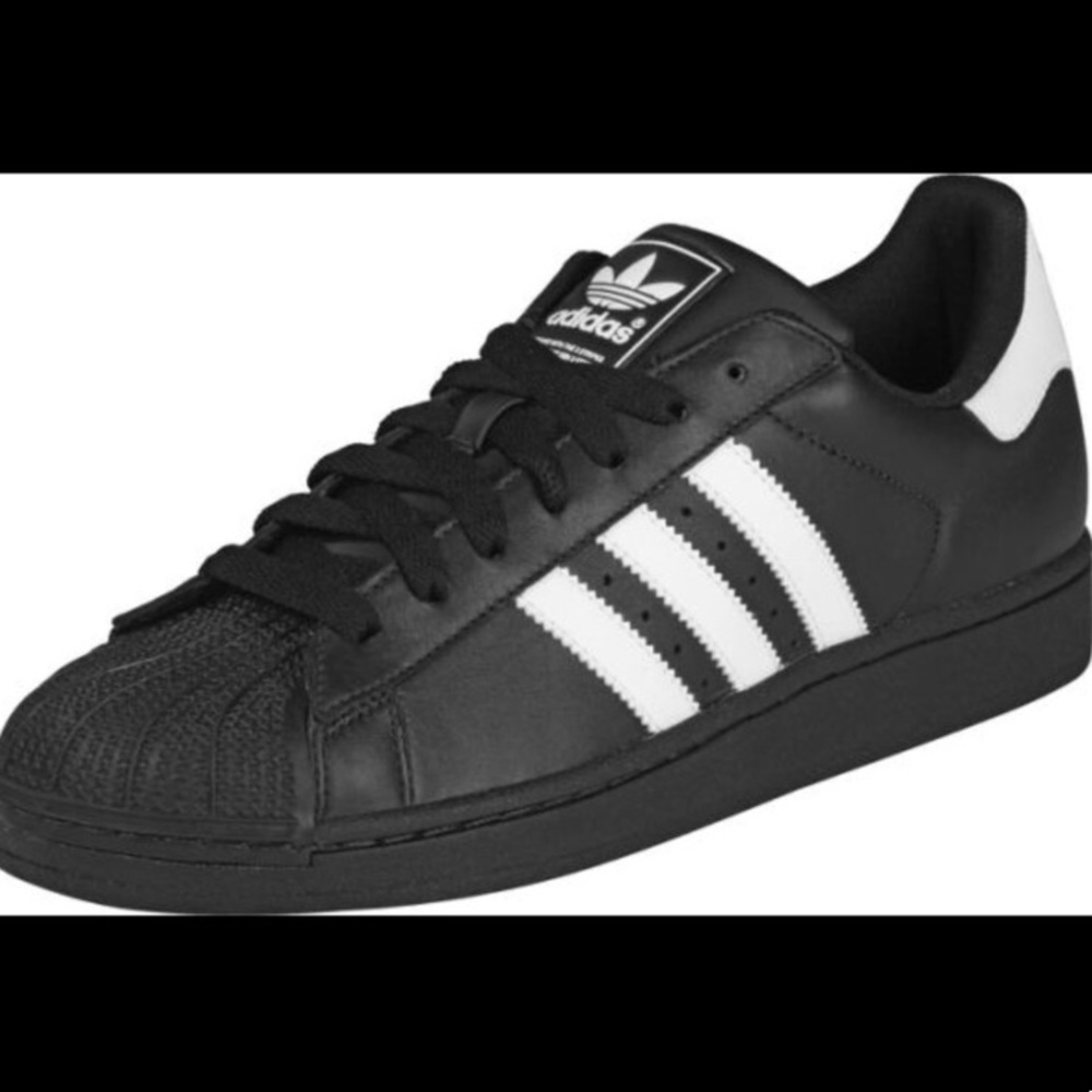 black and white adidas superstars
