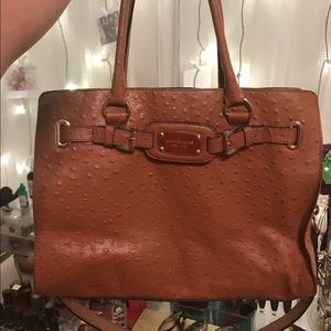Michael kors hamilton brown leather handbag