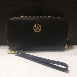 Brand NWT MK Black Fulton Wristlet