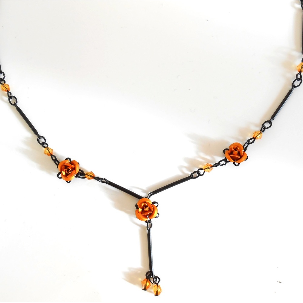 Rose Station Necklace. Fall colors 🍁🍂