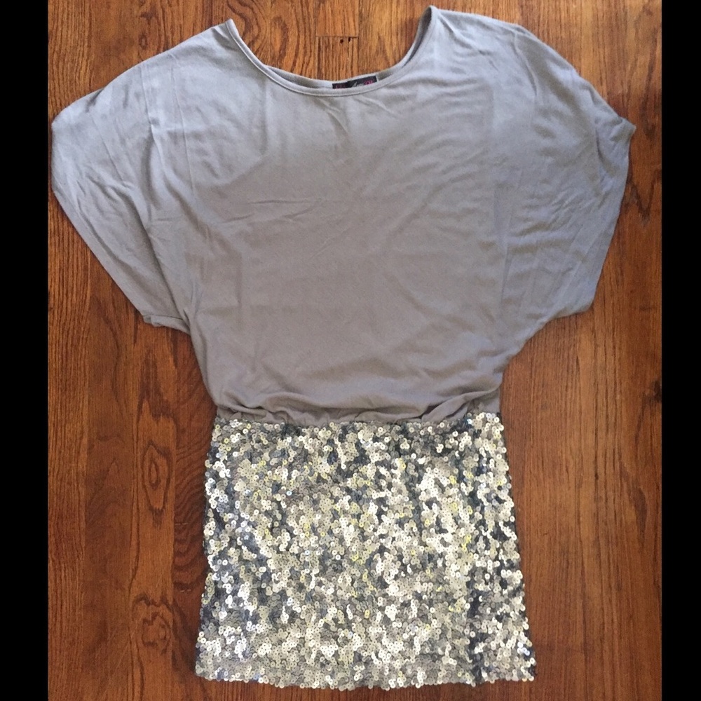 Grey/silver sequin one piece dress