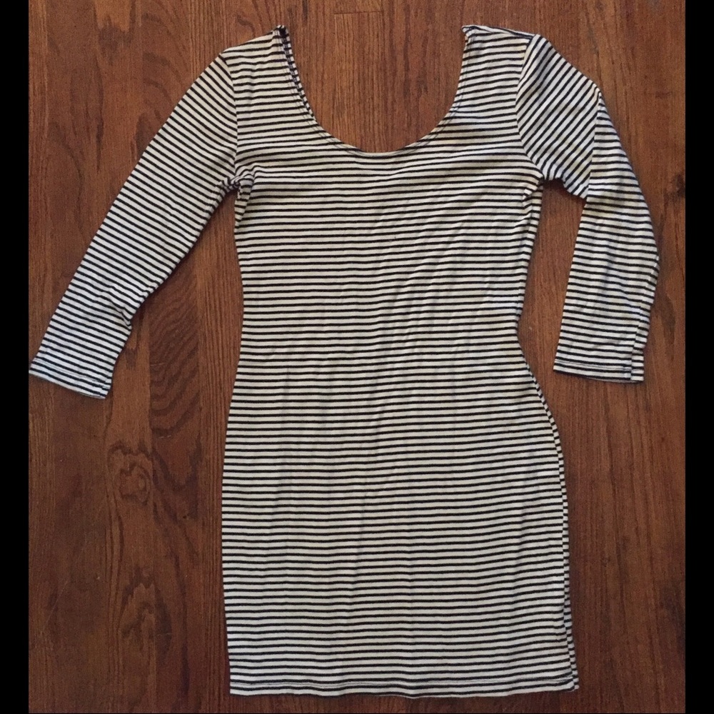 Black and white striped dress