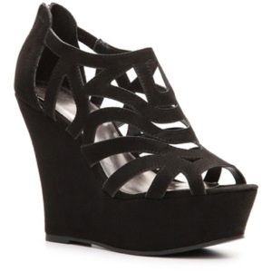 Madden Girl Black Cutout Wedges
