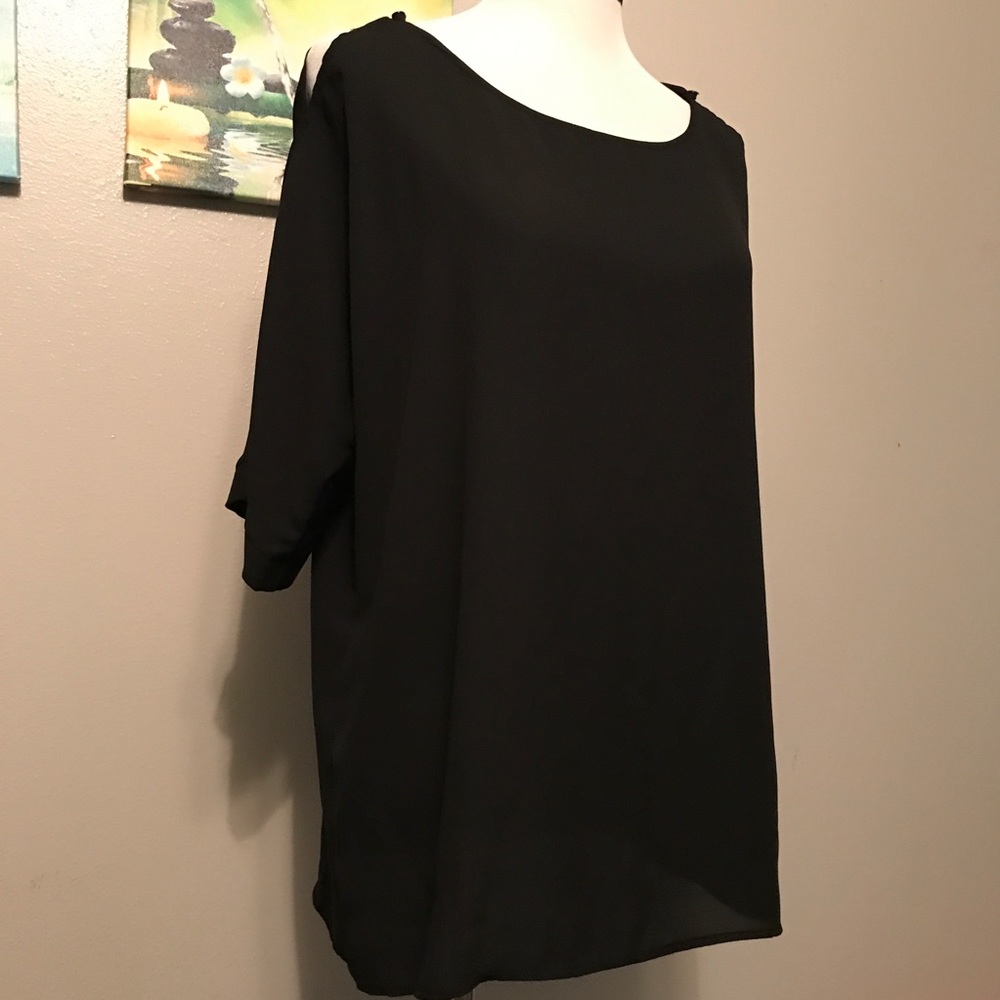 Fabulous Fall Quarter Sleeve Sheer Blouse Medium