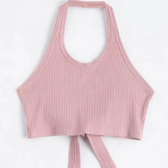 Tops - Halter cross cross ribbed tank top