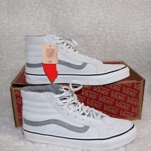 New Authentic white high top vans slim classics