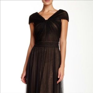 Tadashi Shoji black tulle twist gown