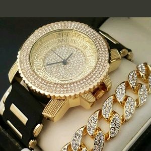 14K GOLD PLATED ICED OUT WATCH BRACELET