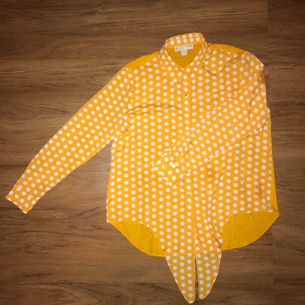 Micheal Kors Orange Spotted Button Down Shirt
