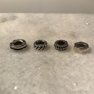 FOUR Pandora Spacers - Wave, Stripe, Beaded, Hex!