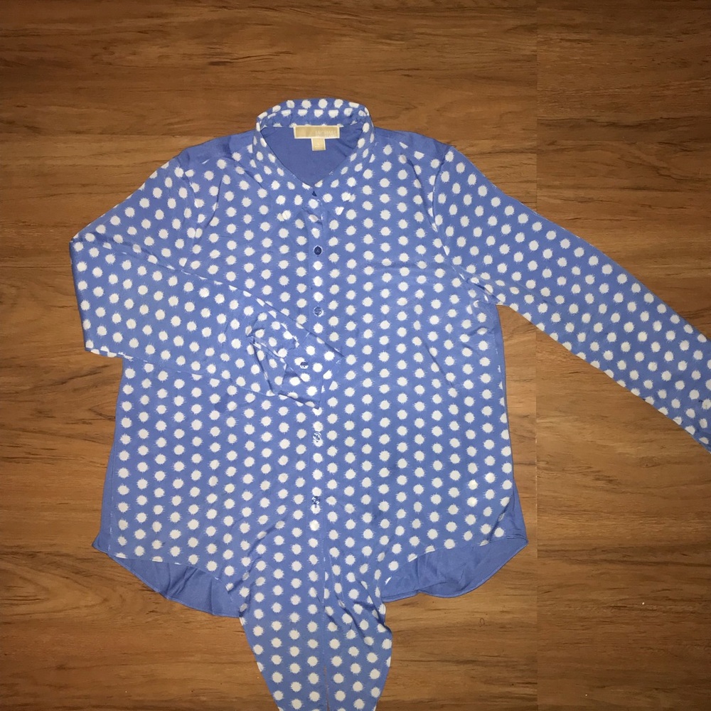 Micheal Kors Blue Spotted Button Down Shirt